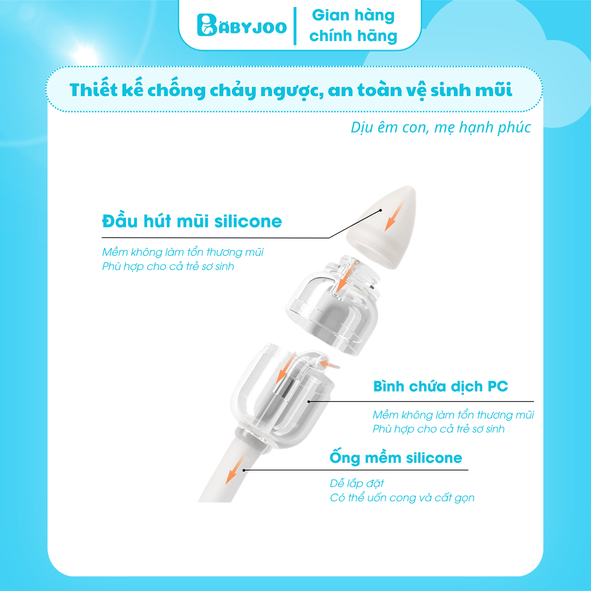 Dụng cụ hút mũi trẻ em BABYJOO chính hãng — ảnh 4