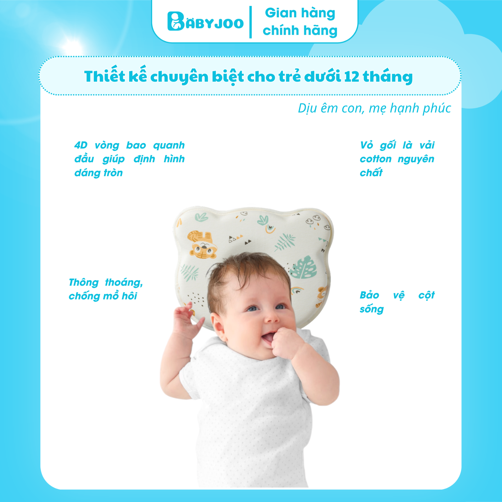 Gối chống bẹp đầu BABYJOO chính hãng — ảnh 6