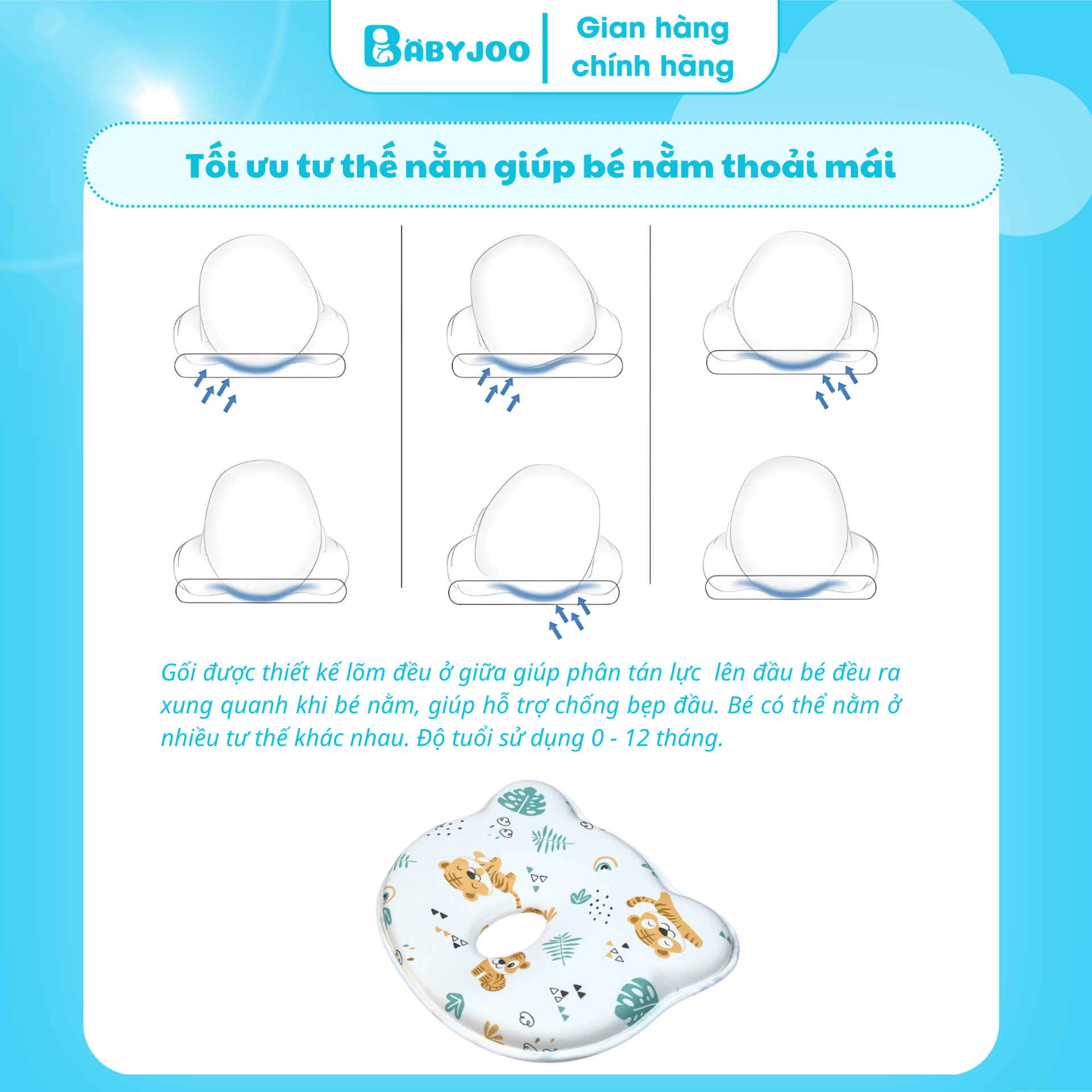 Gối chống bẹp đầu BABYJOO chính hãng — ảnh 8